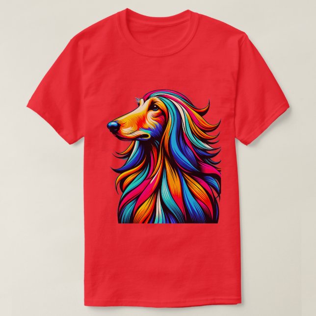 Cool Afghan Hound Colourful Dog Afghan Hound Art T-Shirt (Design Front)