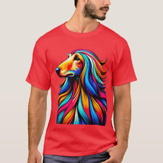 Cool Afghan Hound Colourful Dog Afghan Hound Art T-Shirt