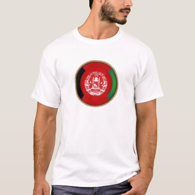 Cool Afghanistan Flag Seal T-Shirt (Front)