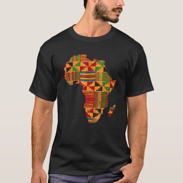Cool Africa Map Kente Cloth  For Men Women African T-Shirt (Front)