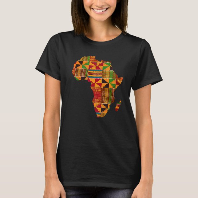 Cool Africa Map Kente Cloth  For Men Women African T-Shirt (Front)
