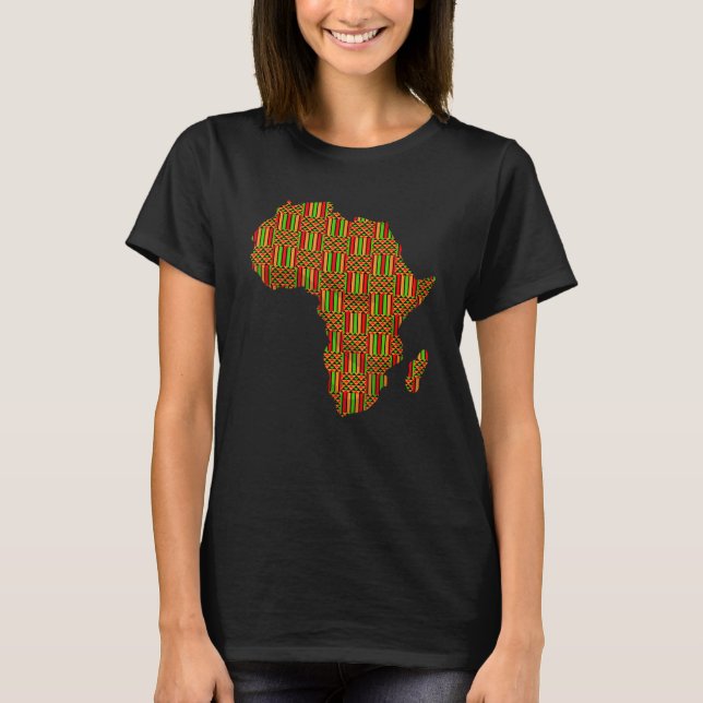 Cool Africa Map Kente Cloth Gift For Men Women Afr T-Shirt (Front)