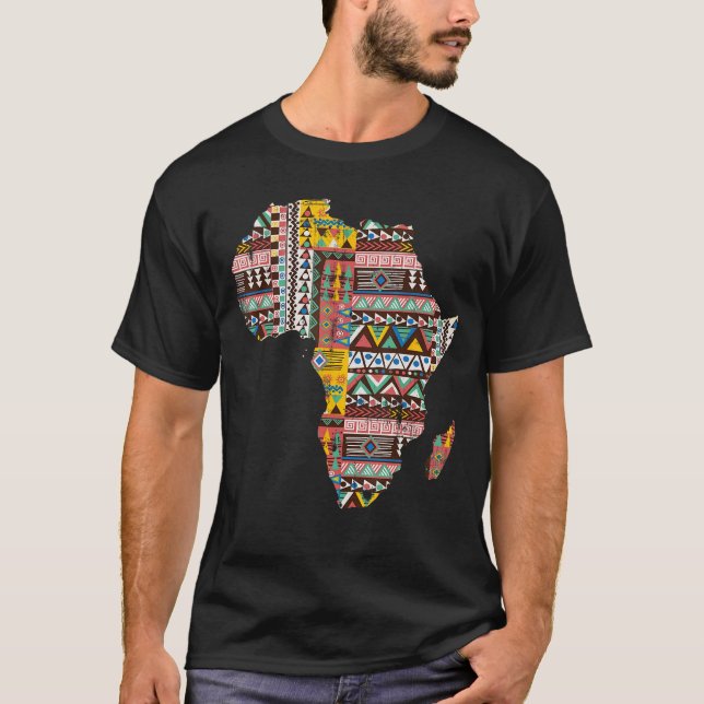 Cool Africa Map Kente Cloth Gift For Men Women Afr T-Shirt (Front)