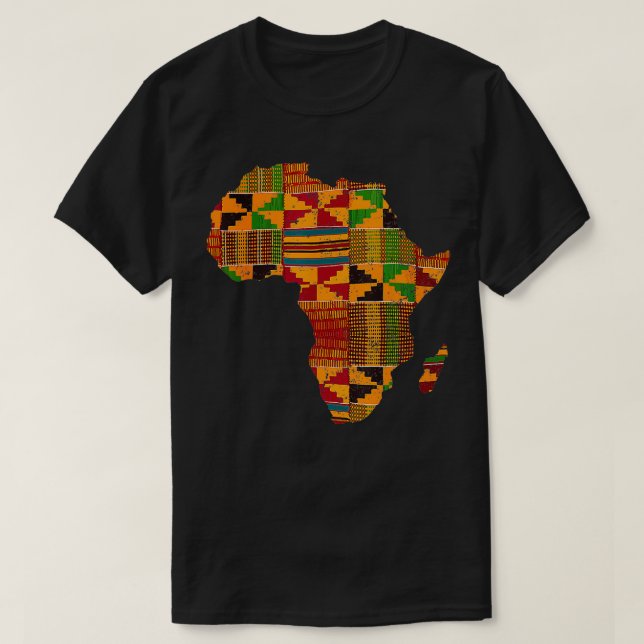 Cool Africa Map Kente Cloth Gift For Men Women Afr T-Shirt (Design Front)