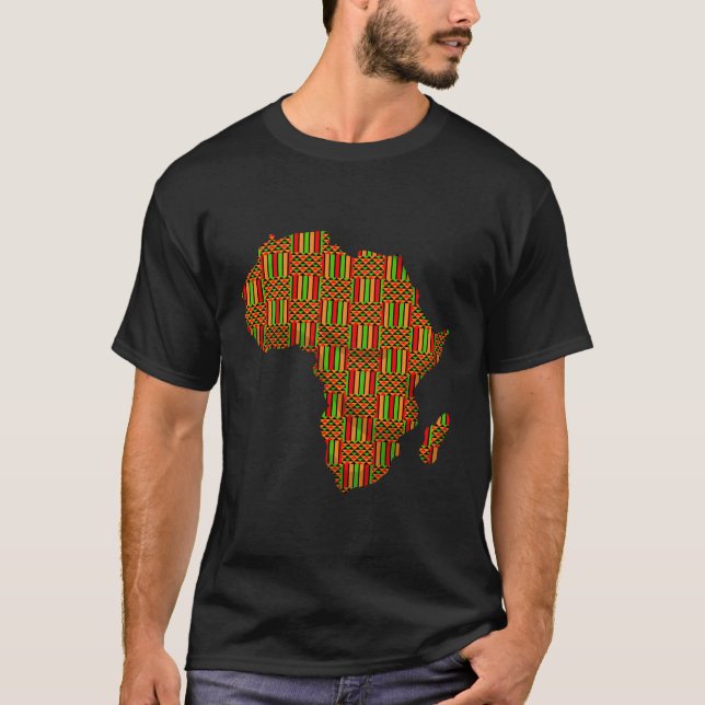 Cool Africa Map Kente Cloth Gift For Men Women Afr T-Shirt (Front)