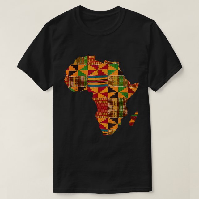 Cool Africa Map Kente Cloth Gift For Men Women Afr T-Shirt (Design Front)