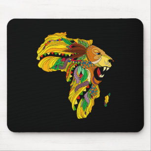 Cool Africa Map Lion Tril African King Black Histo Mouse Mat