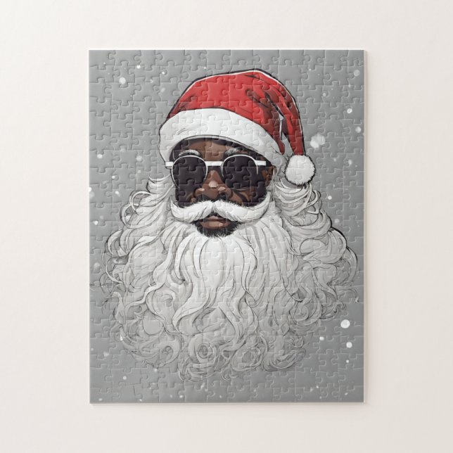Cool African American Black Santa Jigsaw Puzzle (Vertical)