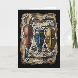 Cool African American Tril Mask Art Black History Card