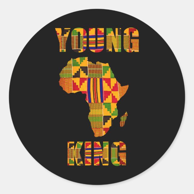 Cool African Kente Art Men Boys Kids African Ameri Classic Round Sticker (Front)