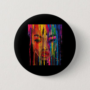 Cool African Woman Afro Color Painted Face Junetee 6 Cm Round Badge