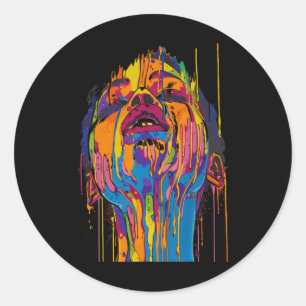 Cool African Woman Afro Colour Painted Face Junete Classic Round Sticker