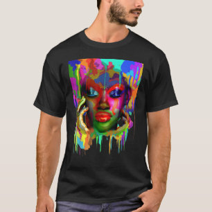 Cool African Woman Afro Colour Painted Face T-Shirt