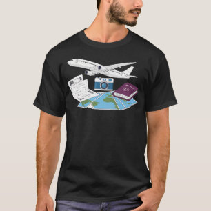 Cool Airplane Travel Camera Tourism T-Shirt