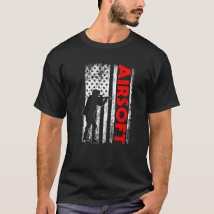 Cool Airsoft Gun Usa Flag American Airsoft Player T-Shirt