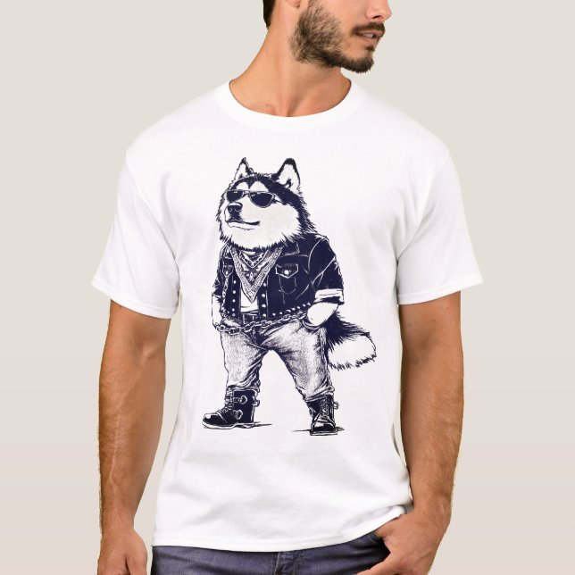 Cool Alaskan Malamute Rapper HIP HOP T-Shirt (Front)