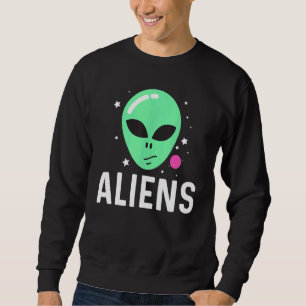 Cool Alien Art For Men Women Green Head Galaxy Out Sweatshirt