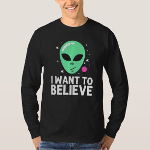 Cool Alien Art For Men Women Green Head Galaxy Out T-Shirt