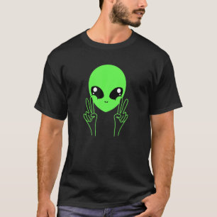 Cool Alien Buddy Peace Sign Funny Alien Ufos T-Shirt