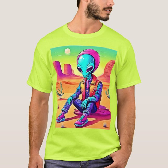 Cool Alien Desert Chillin T-Shirt (Front)