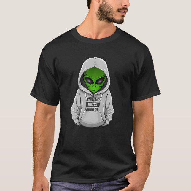 Cool Alien Halloween Costume Hoodie Straight Outta T-Shirt (Front)