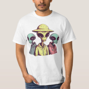 Cool Alien Trio Graphic T-Shirt – Retro UFO Street