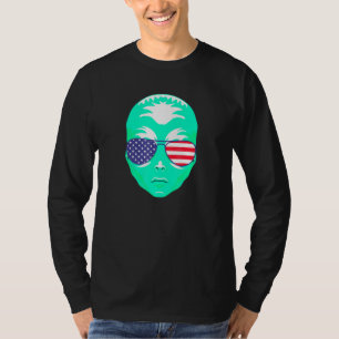 Cool Alien Wearing Usa Flag Sunglasses Us America T-Shirt
