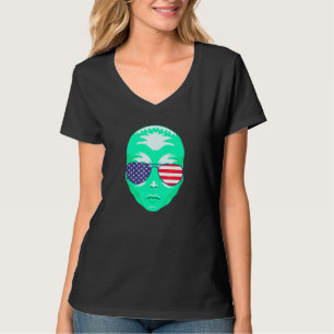 Cool Alien Wearing Usa Flag Sunglasses Us America T-Shirt