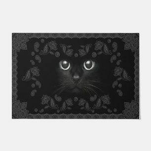 Cool All Black Cat Doormat, Kitten Doormat