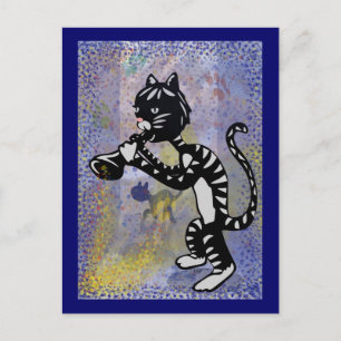 Cool Alley Jazz Cat Postcard