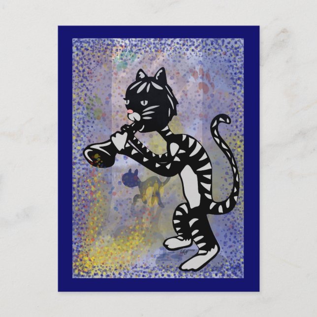 Cool Alley Jazz Cat Postcard (Front)