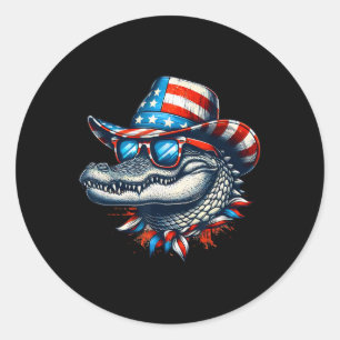 Cool Alligator 4th Of July Independence Day Usa Me Classic Round Sticker