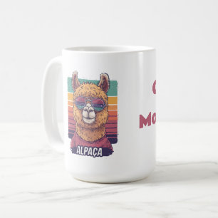 Cool Alpaca in Sunglasses: Retro Sunset Vibes Coffee Mug