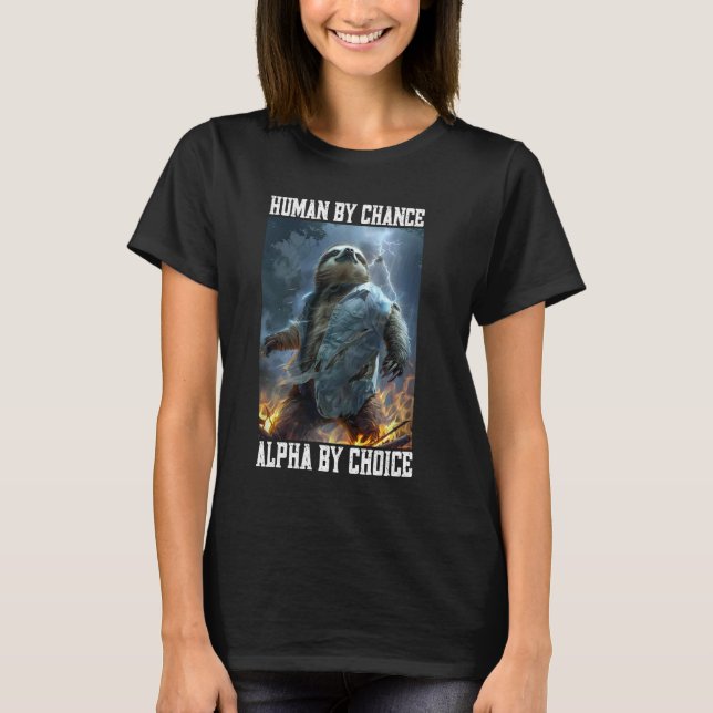 Cool Alpha Sloth Cringey Funny Cringe Alpha Animal T-Shirt (Front)