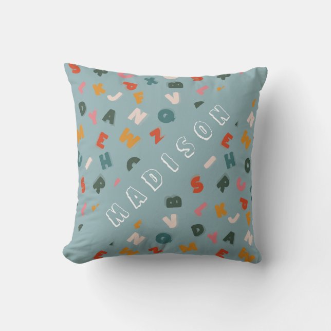 cool alphabet soup monogram cushion (Front)