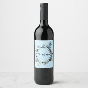 Cool, Amazing, Blue Flowers whit your name Wine Label