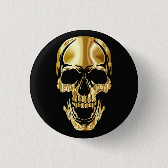 Cool Amazing Great Black Gold Skull     3 Cm Round Badge (Front)