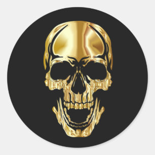 Cool Amazing Great Black Gold Skull   Classic Round Sticker