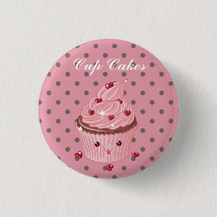 Cool, Amazing Pink Cup Cakes 3 Cm Round Badge