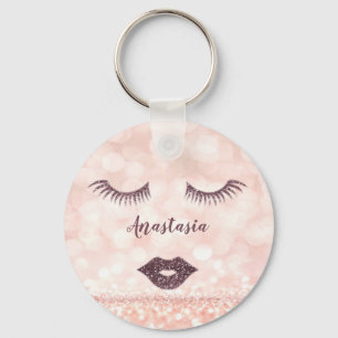 Cool, Amazing, Pink Sparkly Face Key Ring
