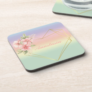 Cool, Amazing, Rainbow Heart whit your name Coaster