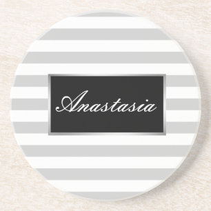 Cool, Amazing, Silver Stripes whit your name Coaster
