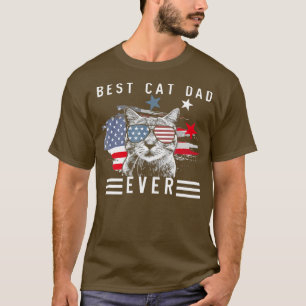 Cool American Cat Best Cat Dad Ever Meow Kitty Ca T-Shirt