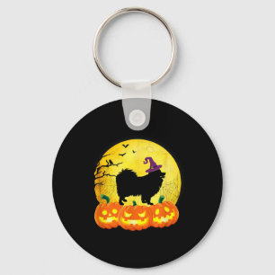 Cool American Eskimo Dog Pumpkin Halloween Costume Key Ring
