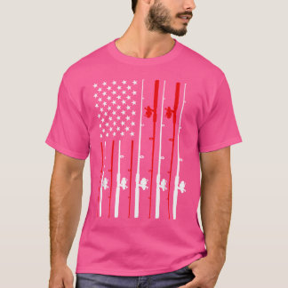 Cool American Flag Fishing Rod Fishing T-Shirt