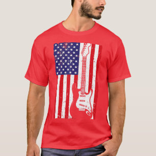 Cool American Flag Guitar For Men Women Guitarist  T-Shirt