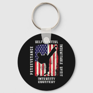 Cool American Flag Taekwondo Gift _ Tae Kwon Do Key Ring