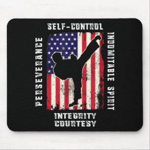 Cool American Flag Taekwondo Gift _ Tae Kwon Do Mouse Mat