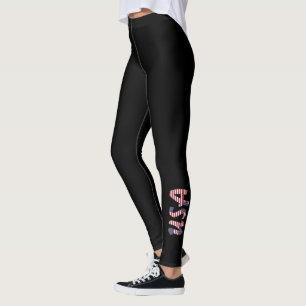 cool American us flag usa black women's leggings
