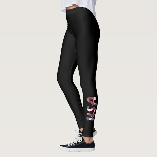 cool American us flag usa black women's leggings (Left)